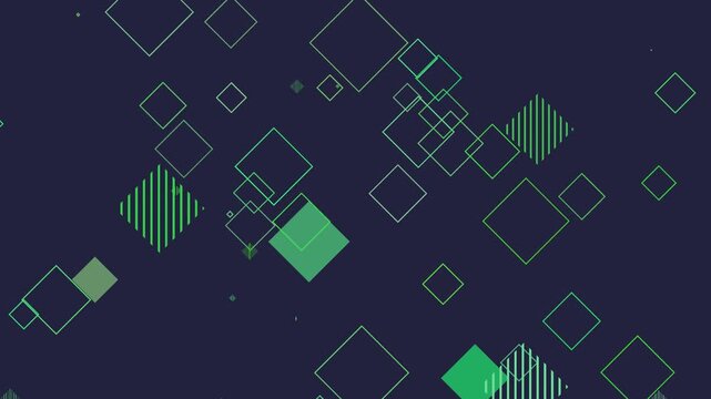 Abstract animation with green geometric shapes. Seamless technology background of geometric design
