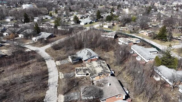 Abandoned Neighborhood with Dilapidated Homes