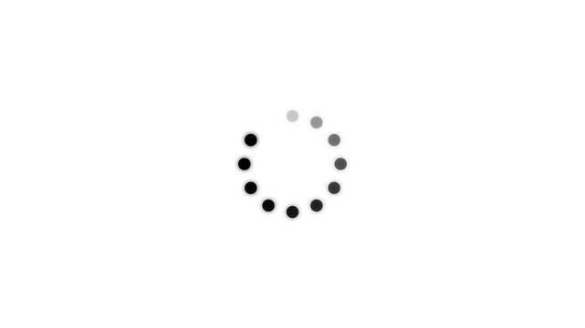 Loading spinner with dots in a circle, buffering icon, waiting symbol, buffering wheel, circular progress indicator, smooth, isolated on white background, conceptual UI element for web, app or media p