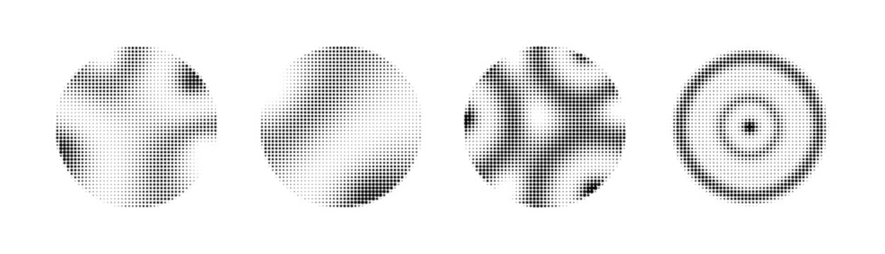 Set of abstract halftone dotted circles