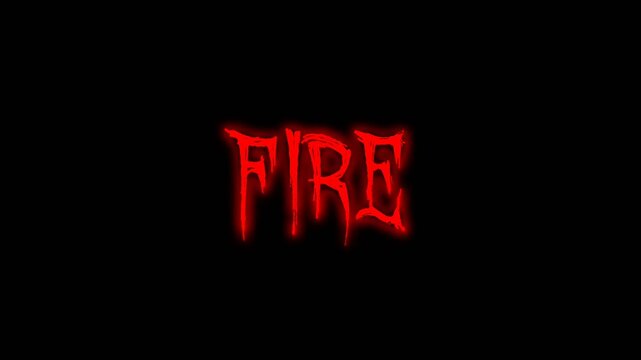 Glowing red fire text animation with dripping horror on dark background, intense and dramatic look, perfect for Halloween, scary titles, and cinematic intros.