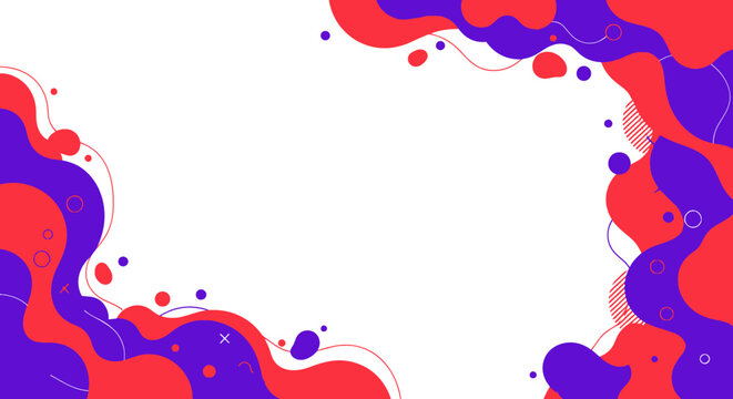 Abstract fluid shapes in vibrant red and purple colors creating a dynamic border design.