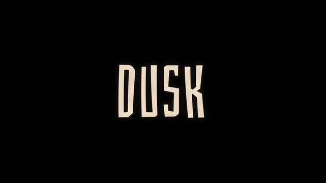 Minimal dusk text animation with soft warm glow on dark background, clean cinematic typography for intro, mood titles, or atmospheric video design.