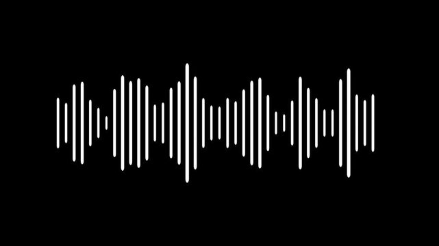 audio visualizer on black screen background. Sound wave audio spectrum animation, line audio wave visualization on a transparent background, Sound beat ripples