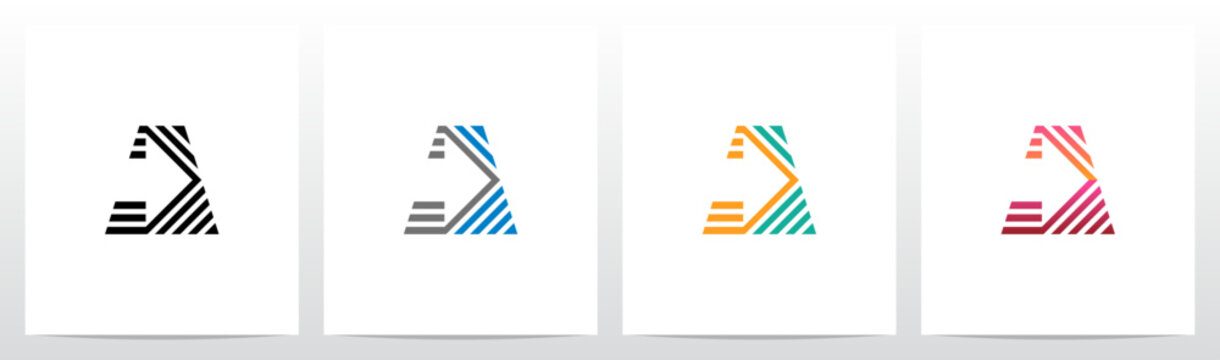 Arrow Direction Parallel Lines Letter Initial Logo Design A