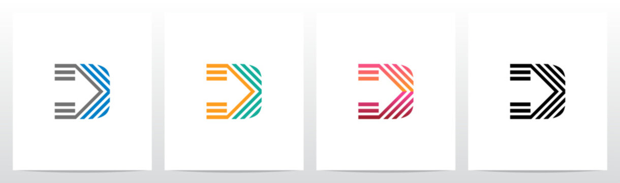 Arrow Direction Parallel Lines Letter Initial Logo Design D