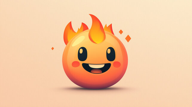 Cartoon fire emoji, cheerful expression