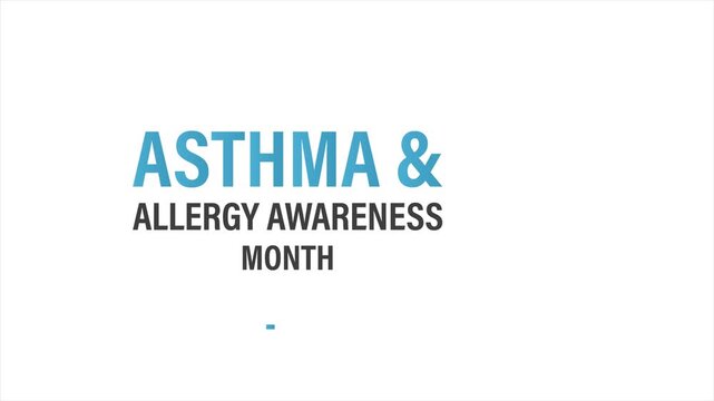 Video animation created to  Asthma and Allergy Awareness Month with minimal icons and modern blue theme in smooth motion. Asthma inhaler, lungs, and allergy symbols.