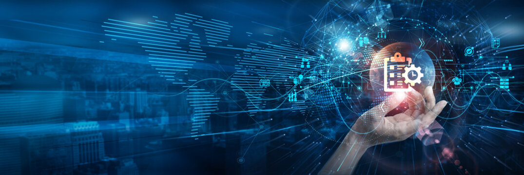 Hands of a project manager hold Project Management charts. Organizing task timelines and team resources ensures timely delivery, budget control, and efficient workflow execution daily.