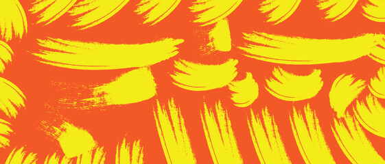 Fototapeta premium Warm orange and yellow abstract painterly background with bold artistic brush strokes for creative design projects.
