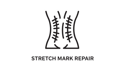 Obraz premium Clean and modern line art depicting stretch mark repair, ideal for skincare, beauty, wellness, and medical marketing materials. Perfect for blogs, social media, and educational content.