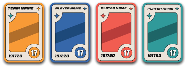 Sports card template illustration, trading frame set for football basketball hockey players on black background for collectible and game design. © FASTSEO