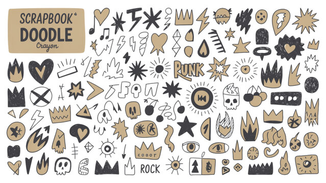 Collage of various icons representing different activities and professions Vector