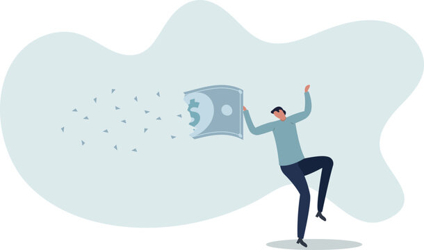 Lose money investment in financial crisis, profit and loss in business or deflation and inflation concept.person's life situation and his activities.