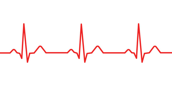 A striking red electrocardiogram line displays a rhythmic pattern evoking life and health presented as a silhouette high quality professional detailed modern elegant