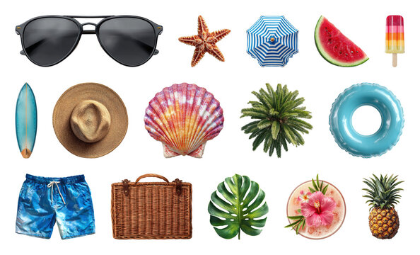 PNG Summer essentials vibrant collection, transparent background