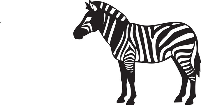Black and white zebra silhouette standing alone
