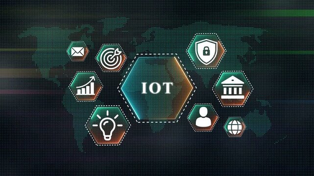 Io T Concept with World Map and Digital Icons internet of things