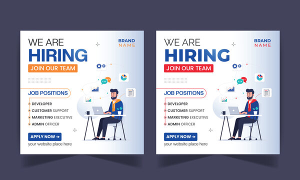 We are hiring job advertisement social media post design template