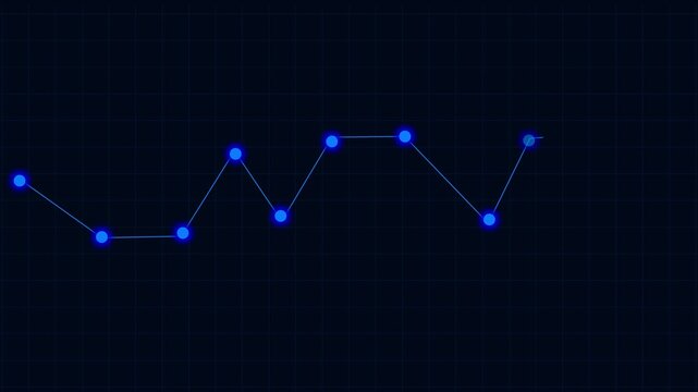 Dynamic glowing blue line graph illustrating data progression. Dynamic glowing blue line graph animation for data themes. Dynamic glowing blue line graph visual for analytical projects.