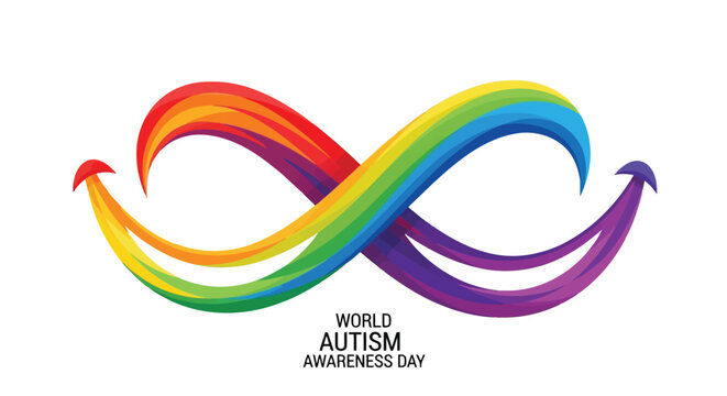 Colorful infinity symbol graphic for World Autism Awareness Day concept