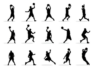 Fototapeta premium Silhouettes of people walking in various poses on white backgrounds
