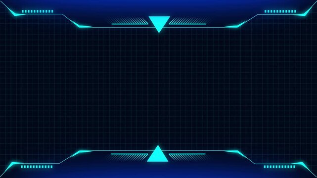 Futuristic digital screen frame with cyan glowing lines. Futuristic digital screen frame animation for sci-fi themes.
