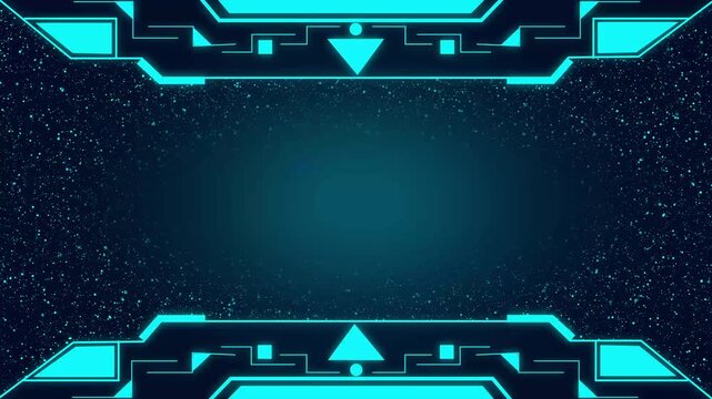 Futuristic user interface frame with glowing cyan elements. Futuristic user interface frame animation for technology themes. Futuristic user interface frame visual for digital projects.