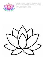 Fototapeta premium Simple lotus flower outline, minimalist drawing, symbol of peace and purity.