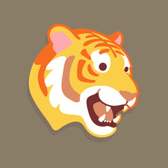Orange tiger head with open mouth fierce cartoon © Yuan