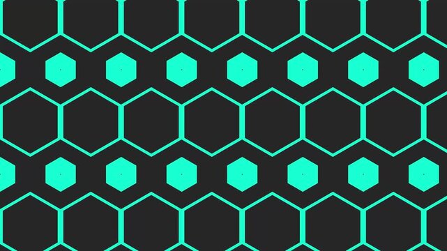 Hypnotic Hexagon Pattern Seamless Loop Teal Green Geometric Abstract Background Animation Modern