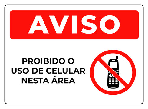 aviso proibido uso de celular placa aten&ccedil;&atilde;o