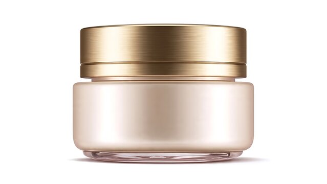 Empty gold cosmetic jar for skincare product packaging