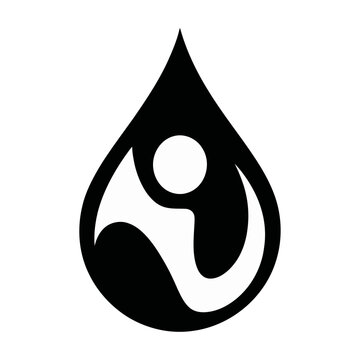 Minimalist vector of a figure inside a water drop shape