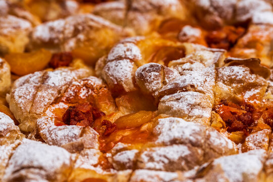 Ensaimada filled with sobrasada and sweet zucchini, typical of Holy Week, Santany&iacute;, Mallorca, Spain