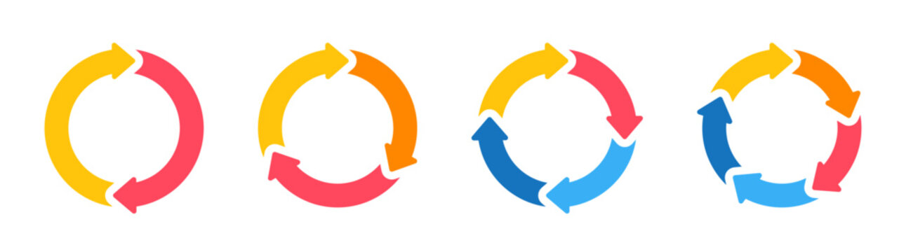 Colorful Circular Arrow Cycle Vector Icons Set
