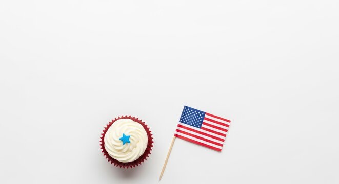 American flag and cupcake decoration.