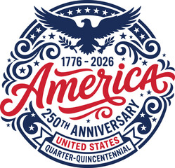 Obraz premium America 250th anniversary logo with eagle and stars on white background