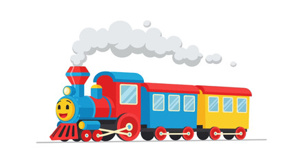 Colorful cartoon train engine vehicle. © Asbutyy