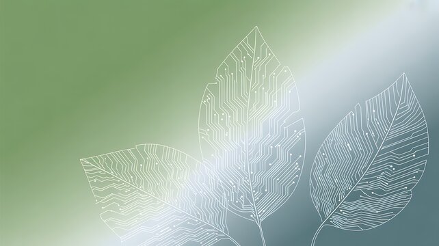 Abstract digital illustration of three stylized leaves on a gradient background