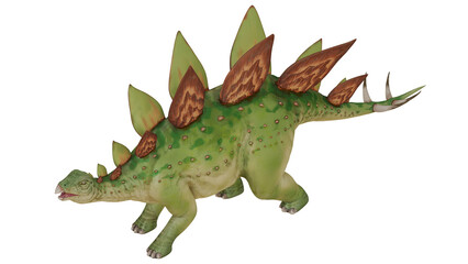 Fototapeta premium Stegosaurus dinosaur illustration in vibrant green.