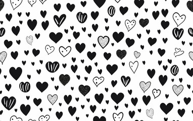 Fototapeta premium Pattern Of Black And White Hearts.