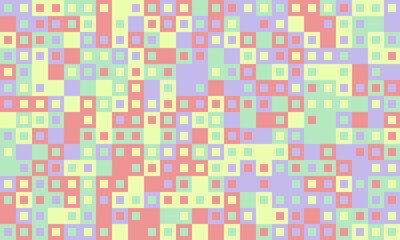 Fototapeta premium Abstract pastel square mosaic pattern. Ideal for website backgrounds, textile designs, or playful branding. This vibrant, geometric texture evokes feelings of joy and energy.