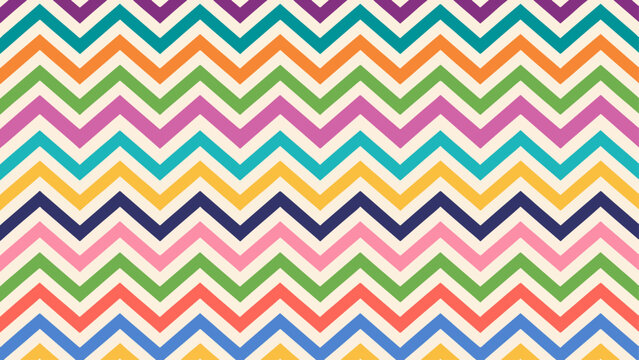Colorful zigzag chevron pattern with bright rainbow tones and repeating playful geometric lines