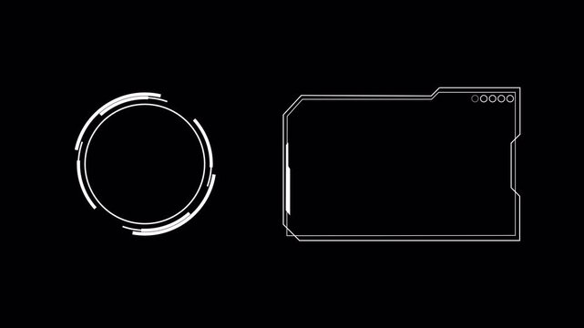 Futuristic HUD YouTube End Screen Frame with Square and Circle Elements, Thank You for Watching, Subscribe Button, Transparent Background, 4K