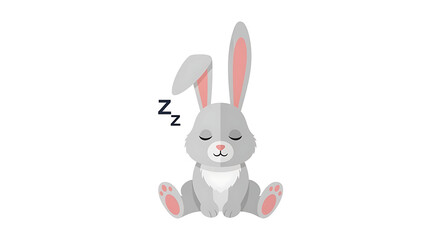 Obraz premium Sleepy rabbit, cartoon bunny, zzz, meditation, relaxation
