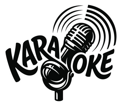 Bold cartoon illustration of karaoke microphones depicting retro vintage singing concept for music and entertainment design