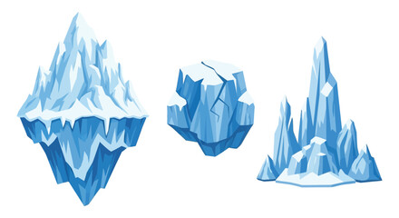 Stylized ice formations depicted in shades of blue and white creating a cool arctic scene silhouette high quality professional detailed modern © rabbivay