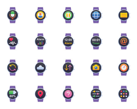 Gradient color icons set for Smart watch