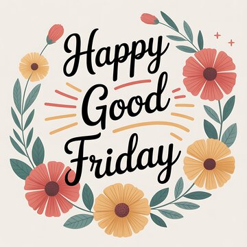 Happy good friday floral wreath design with festive flowers and typography for religious celebrations and greetings with ideal for seasonal greetings and religious acknowledgments with social media